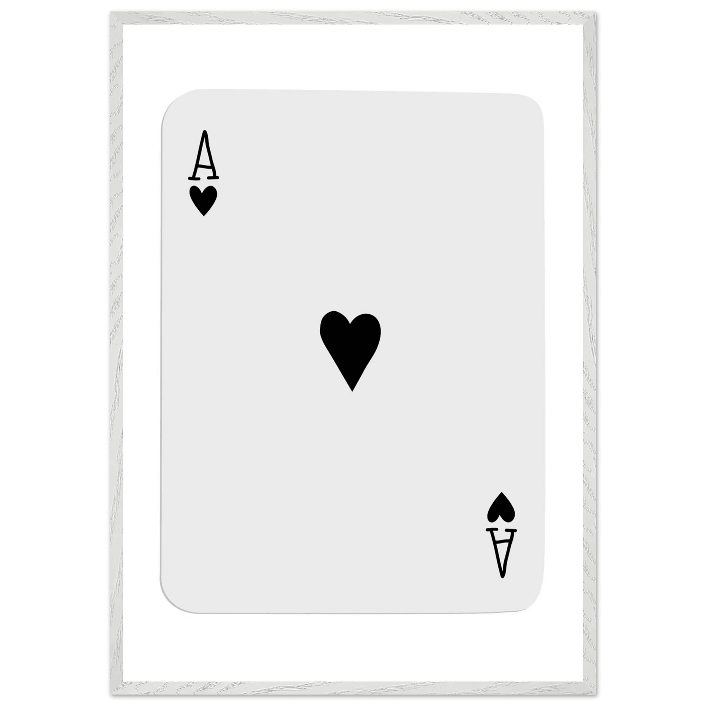 Ace of Hearts Minimalist Poker Card Art - Eco-Friendly Mounted Framed Poster, Choice of Frame Finish & Size - Vibrantwalls