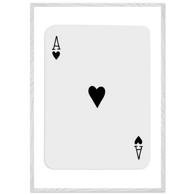 Ace of Hearts Minimalist Poker Card Art - Eco-Friendly Mounted Framed Poster, Choice of Frame Finish & Size - Vibrantwalls