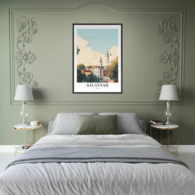 Savannah USA Framed Poster – Charming Cityscape Wall Art with Wooden Frame - Vibrantwalls