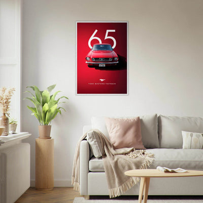 Iconic '65 Ford Mustang Fastback Framed Poster | Timeless Automotive Art, Ready-to-Hang in Your Style - Vibrantwalls