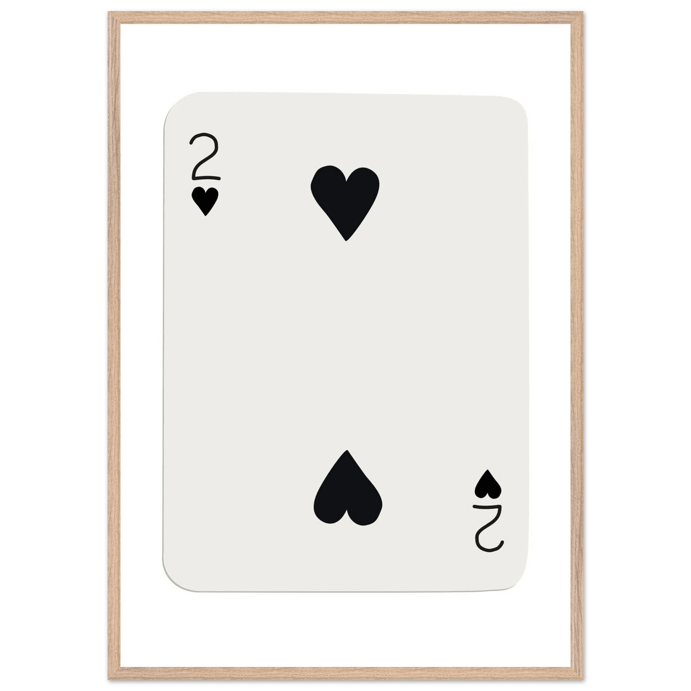 Minimalist Two of Hearts Poker Card Art Print - Framed Eco-Friendly Wooden Poster - Vibrantwalls
