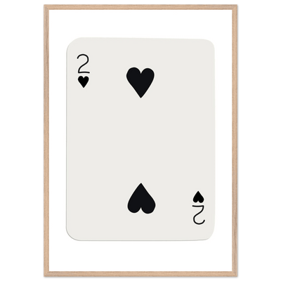 Minimalist Two of Hearts Poker Card Art Print - Framed Eco-Friendly Wooden Poster - Vibrantwalls
