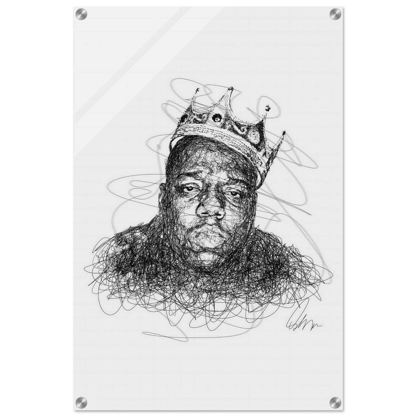 Notorious B.I.G. Scribble Art Acrylic Print – Iconic, Modern, Durable Wall Decor for Any Space - Vibrantwalls