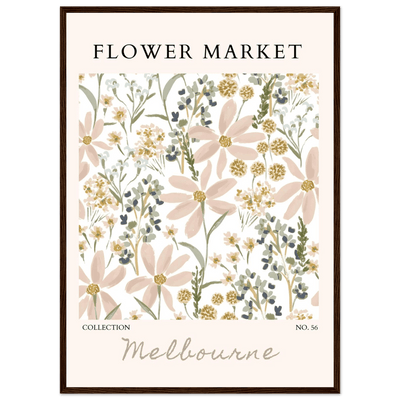 Flower Market Melbourne Framed Poster – Blush Floral & Sage Green Art Print | Ready-to-Hang Wall Decor - Vibrantwalls