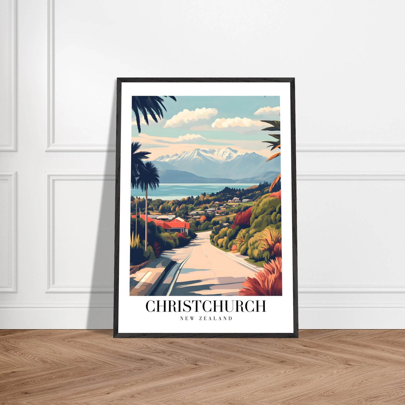 Christchurch New Zealand Framed Poster – Vintage Travel Wall Art with Wooden Frame - Vibrantwalls