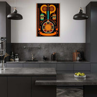 Vibrant Day of the Dead Guitar Cubism Style Abstract Wall Art - Vibrantwalls