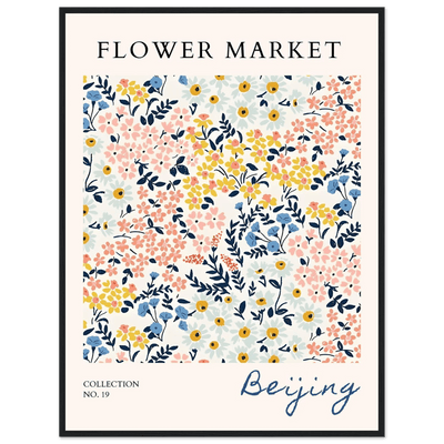 Flower Market Beijing Framed Poster – Whimsical Floral Art Print in Pastel Hues | Ready-to-Hang Wall Decor - Vibrantwalls