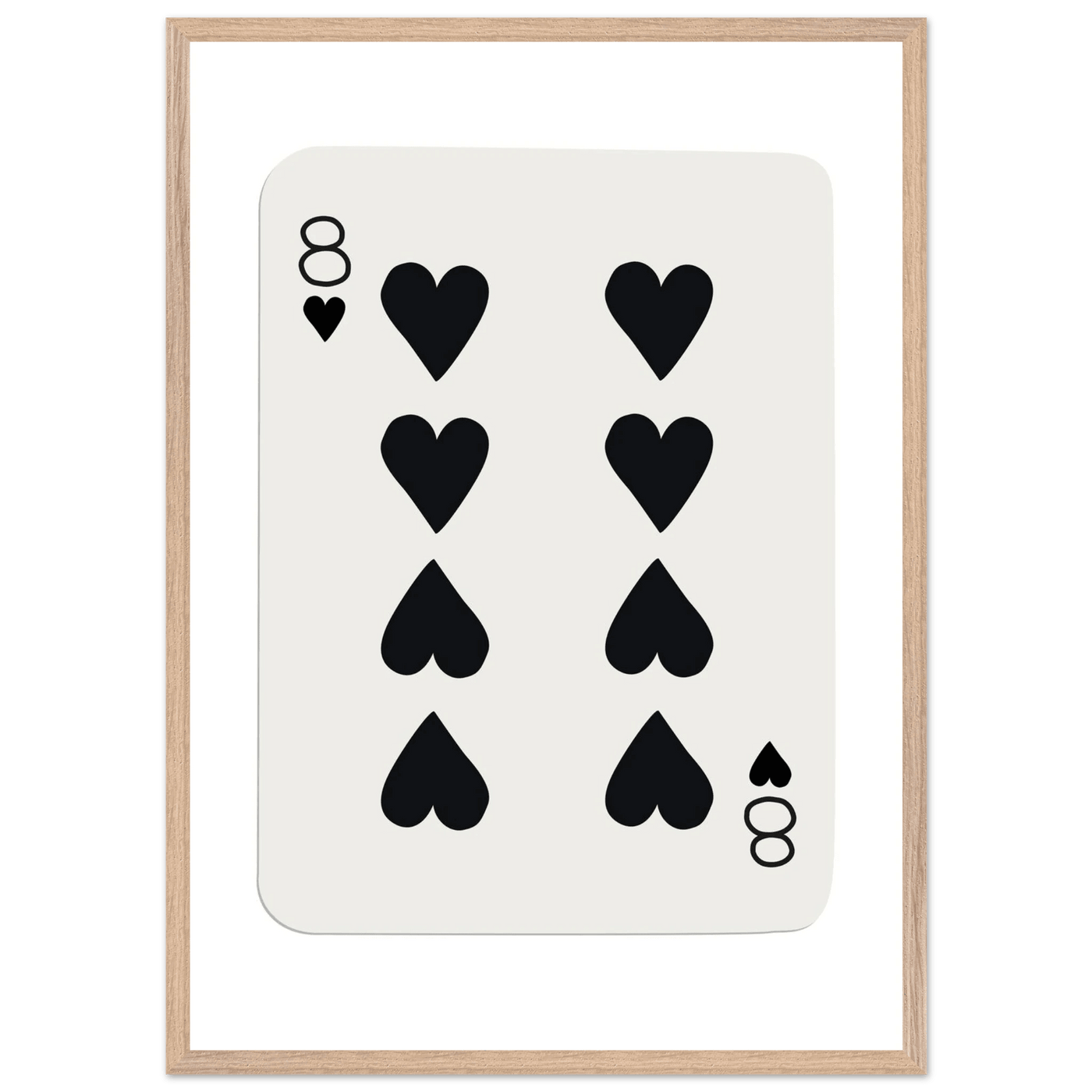 Minimalist Eight of Hearts Poker Card Print - Framed Wall Art, Sustainable Wood Frame, Choose Your Finish & Size - Vibrantwalls