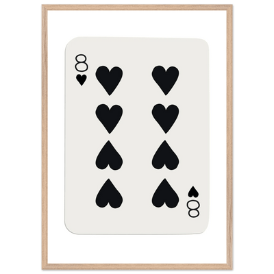 Minimalist Eight of Hearts Poker Card Print - Framed Wall Art, Sustainable Wood Frame, Choose Your Finish & Size - Vibrantwalls
