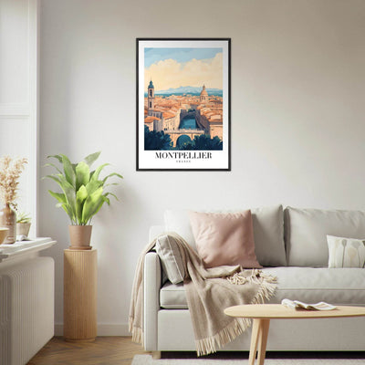 Montpellier France Framed Poster – Vintage Travel Wall Art with Wooden Frame - Vibrantwalls