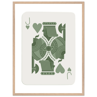 Minimalist Jack of Hearts Poker Card Print - Mounted Framed Eco-Friendly Art with Wood Frame - Vibrantwalls