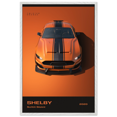 Shelby Super Snake 2020 "Twister Orange" Framed Poster | Modern Automotive Art, Ready-to-Hang Premium Quality 60x90 cm 24x36″ White frame Vibrantwalls