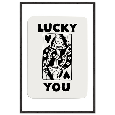 Lucky You Poker Card Queen of Hearts Art Print - Mounted Framed Poster, Eco-Friendly Wood Frame - Vibrantwalls