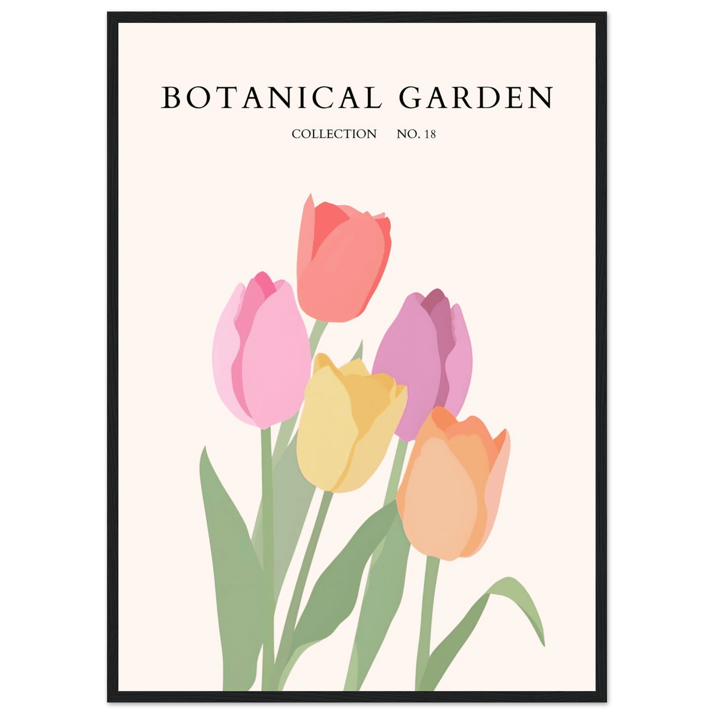 Botanical Garden Tulip Framed Poster – Pastel Bloom Art Print | Ready-to-Hang Floral Decor - Vibrantwalls
