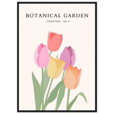 Botanical Garden Tulip Framed Poster – Pastel Bloom Art Print | Ready-to-Hang Floral Decor - Vibrantwalls