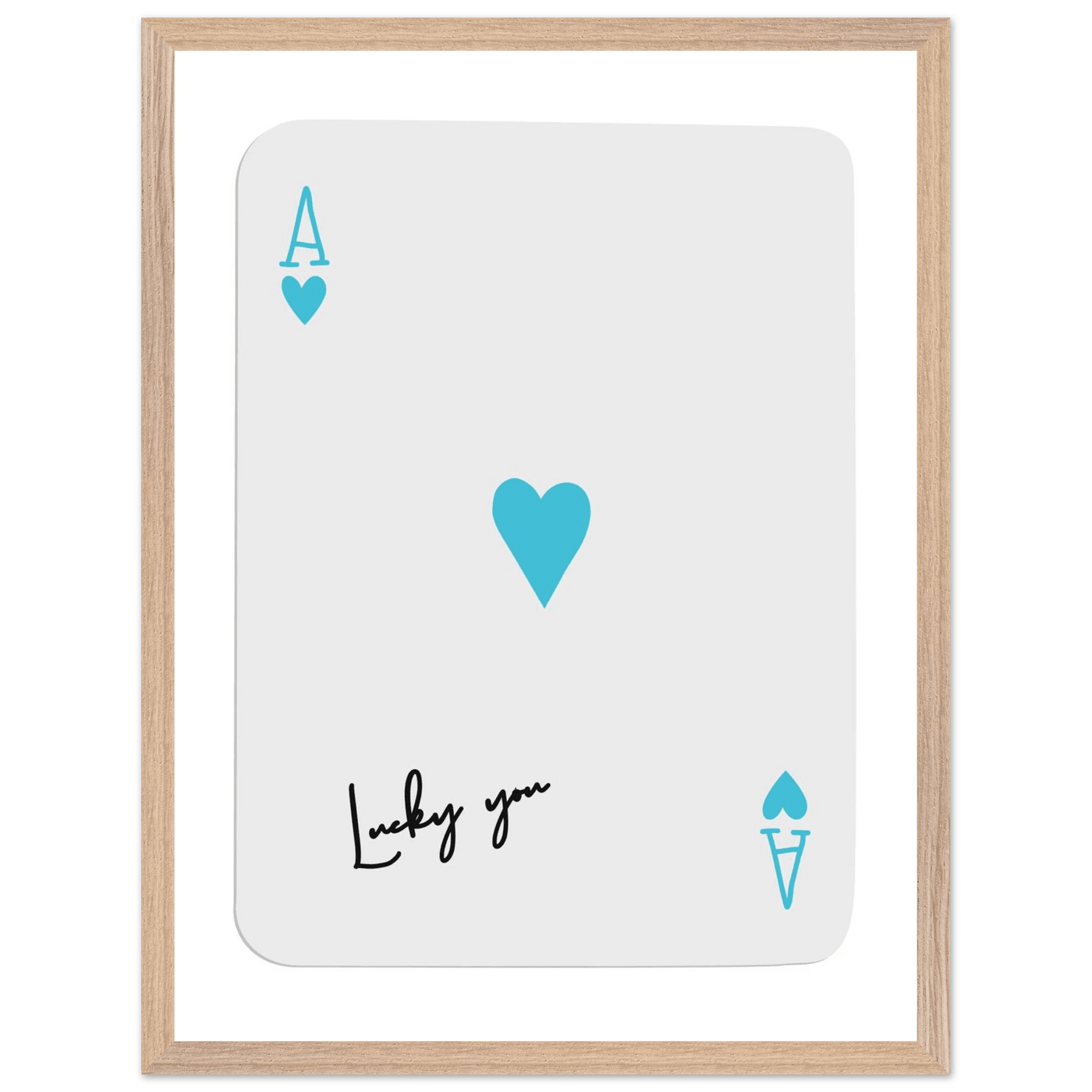 Ace of Hearts Poker Card Print - 'Lucky You' Framed Art, Eco-Friendly Wood Frame in Custom Finish - Vibrantwalls