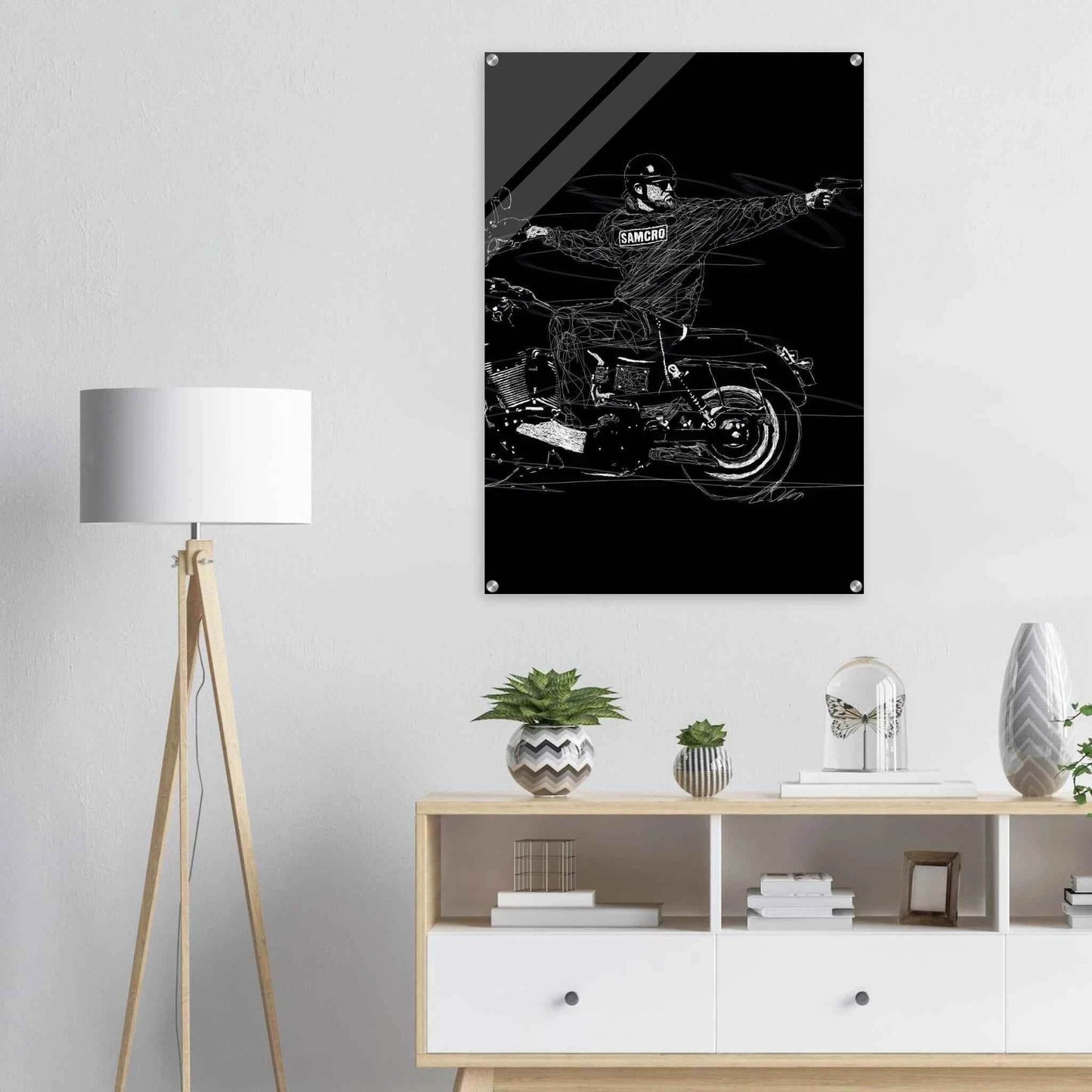 Sons of Anarchy Jax Teller Acrylic Print – Iconic Black & White Sketch Wall Art - Vibrantwalls