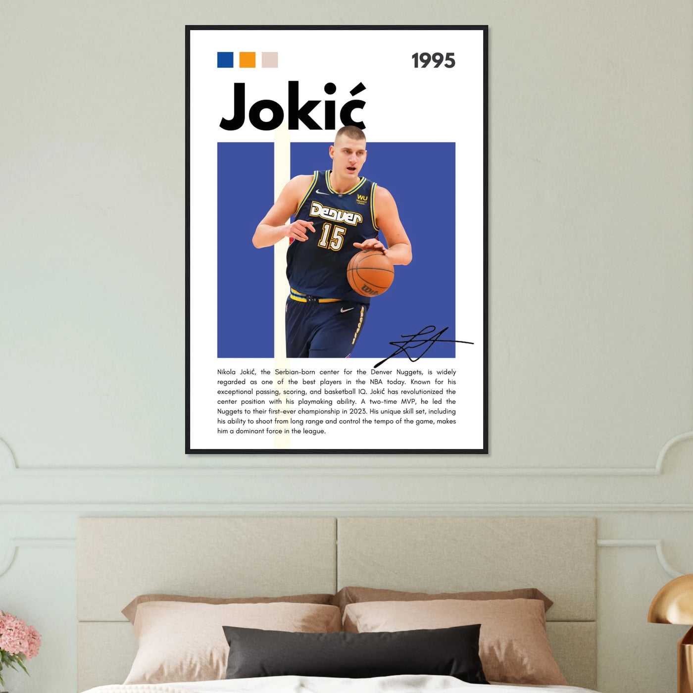 Nikola Jokic Joker Nuggets Minimalist Art Print Vibrantwalls