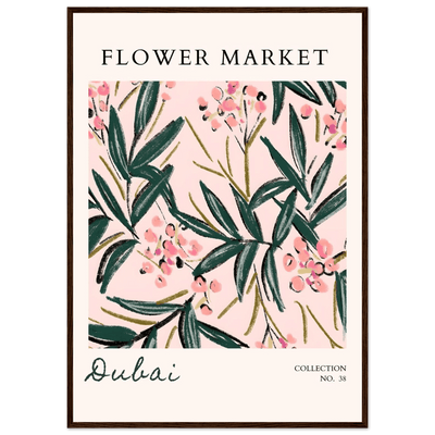 Dubai Flower Market Art Print – Blush Pink & Emerald Green Botanical Framed Poster | Ready-to-Hang - Vibrantwalls