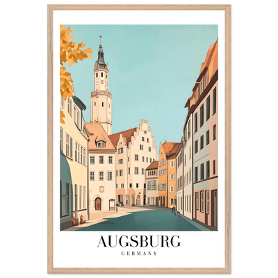 Augsburg Germany Framed Poster – Vintage European Cityscape Wall Art with Wooden Frame in Various Sizes - Vibrantwalls