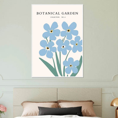 Botanical Garden Forget-Me-Nots Framed Poster - Soft Blue Floral Art Print | Ready-to-Hang Wall Decor - Vibrantwalls