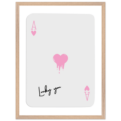 Lucky You - Ace of Hearts Drip Pink Print - Mounted Framed Poster Art with Eco-Friendly Wood Frame - Vibrantwalls