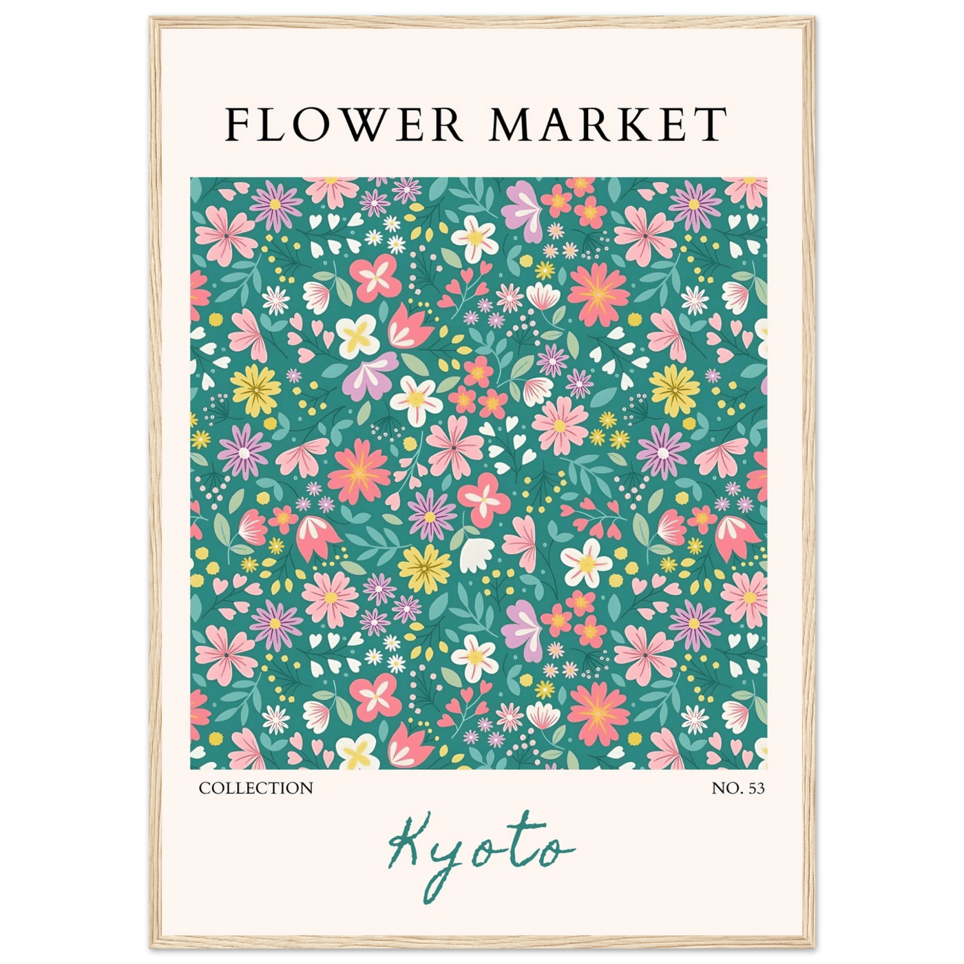Kyoto Flower Market Framed Poster – Whimsical Floral Art Print for a Touch of Spring | Ready-to-Hang Decor - Vibrantwalls