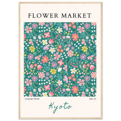 Kyoto Flower Market Framed Poster – Whimsical Floral Art Print for a Touch of Spring | Ready-to-Hang Decor - Vibrantwalls