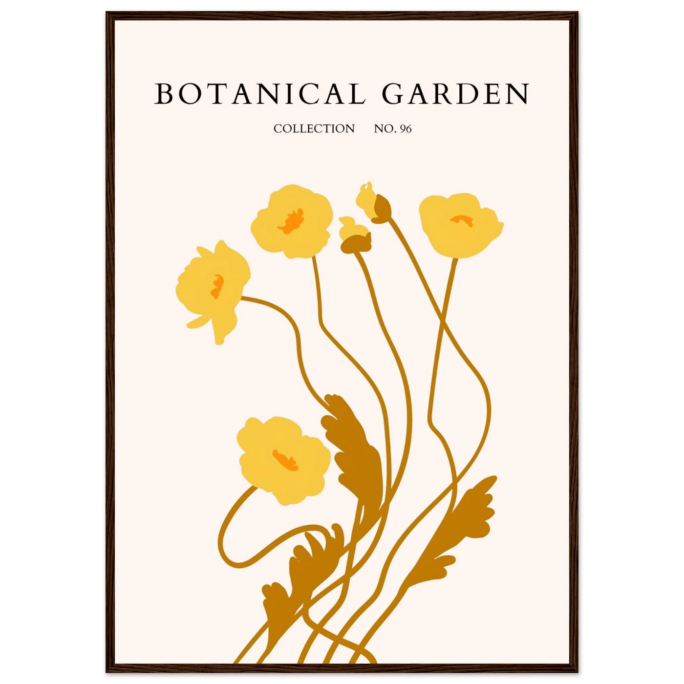 Botanical Garden Framed Art Print – Golden Poppies Abstract Wall Decor | Ready-to-Hang Nature Collection - Vibrantwalls