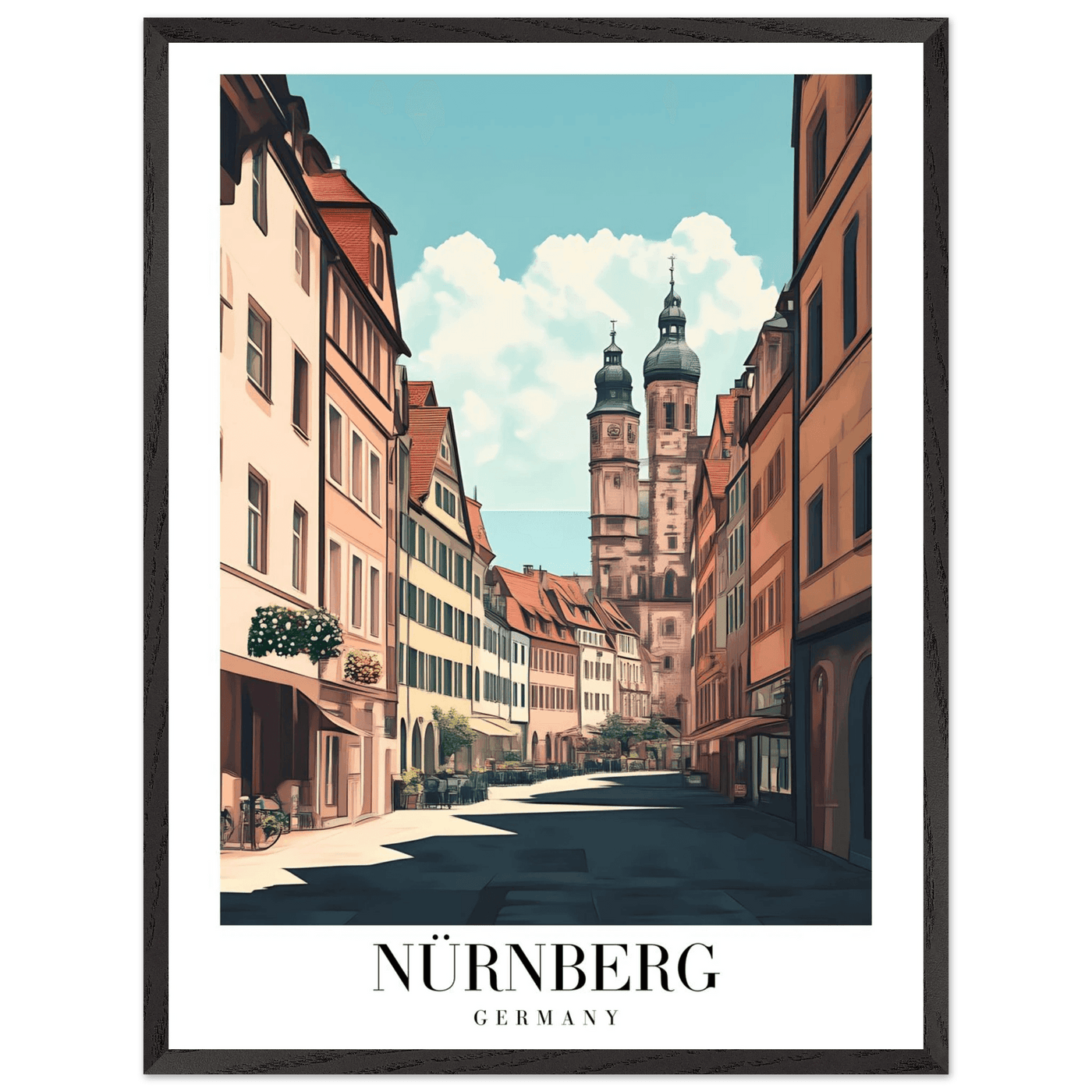 Nürnberg Germany Framed Poster – Vintage European Street Scene Wall Art with Wooden Frame - Vibrantwalls