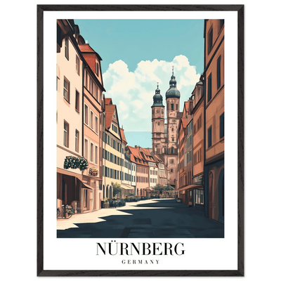 Nürnberg Germany Framed Poster – Vintage European Street Scene Wall Art with Wooden Frame - Vibrantwalls