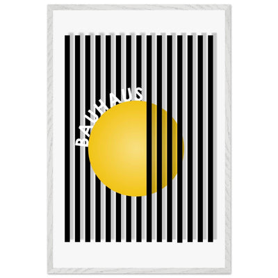 Bauhaus Yellow Circle Wall Art with Modern Stripes - Vibrantwalls