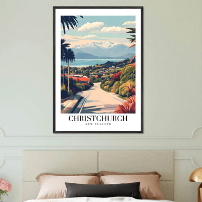Christchurch New Zealand Framed Poster – Vintage Travel Wall Art with Wooden Frame - Vibrantwalls
