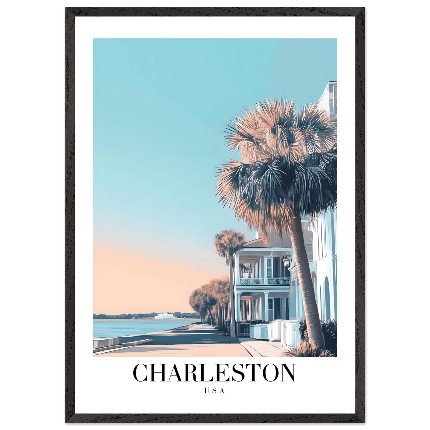Charleston USA Framed Poster – Coastal Charm & Vintage Travel Art with Wooden Frame - Vibrantwalls