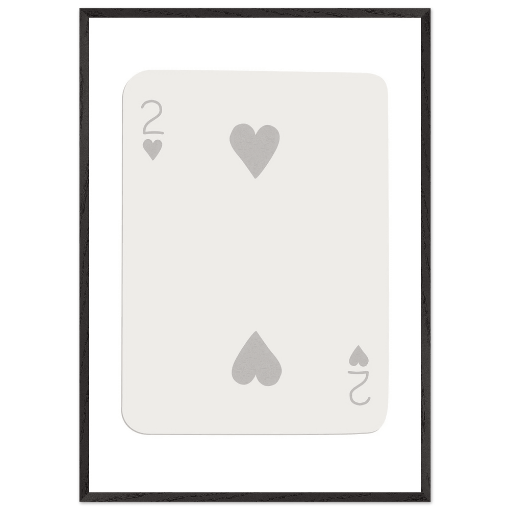 Minimalist Two of Hearts Poker Card Print - Mounted Framed Eco-Friendly Art for Modern Decor - Vibrantwalls
