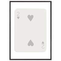 Minimalist Two of Hearts Poker Card Print - Mounted Framed Eco-Friendly Art for Modern Decor - Vibrantwalls