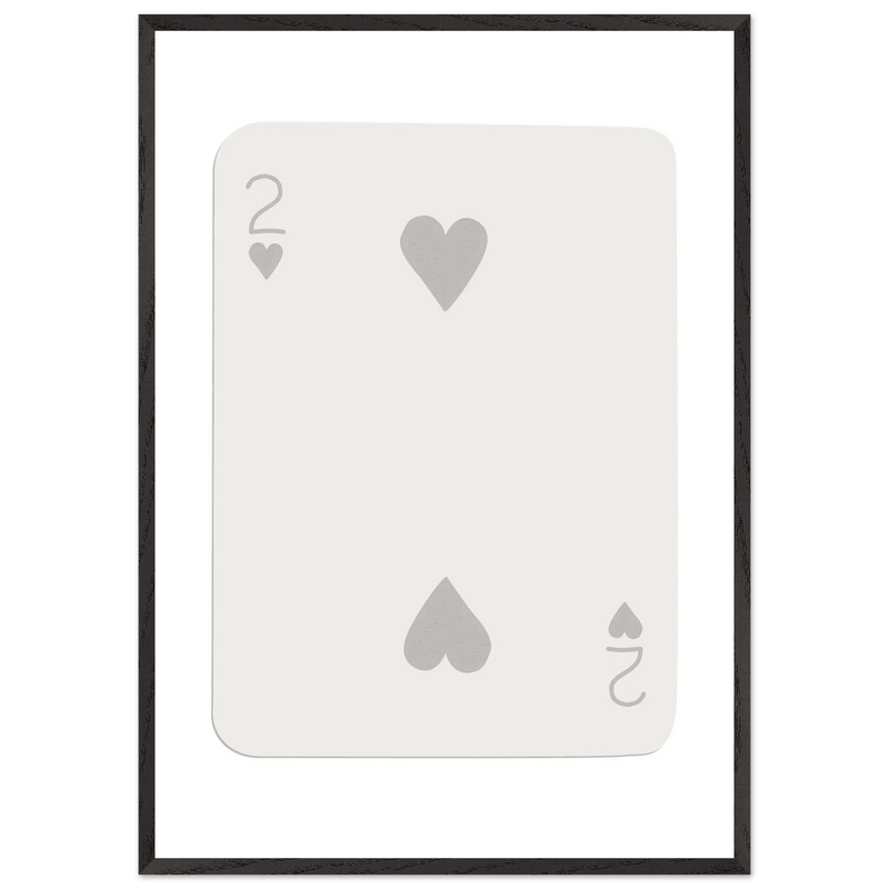 Minimalist Two of Hearts Poker Card Print - Mounted Framed Eco-Friendly Art for Modern Decor - Vibrantwalls