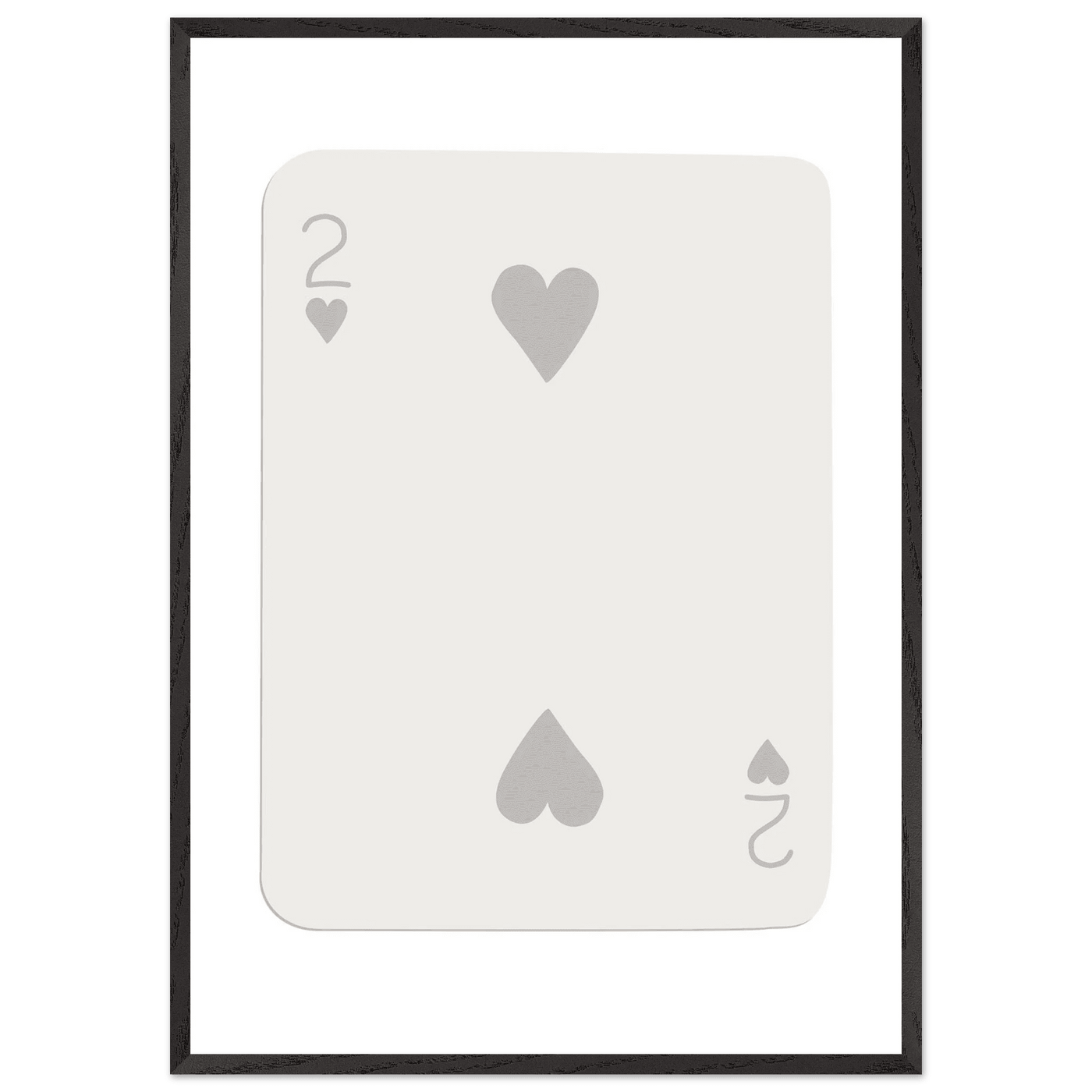 Minimalist Two of Hearts Poker Card Print - Mounted Framed Eco-Friendly Art for Modern Decor - Vibrantwalls