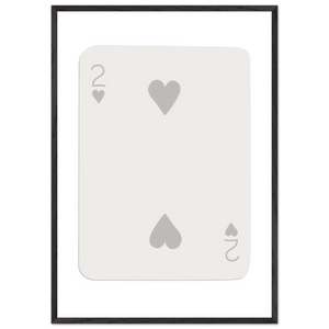 Minimalist Two of Hearts Poker Card Print - Mounted Framed Eco-Friendly Art for Modern Decor - Vibrantwalls