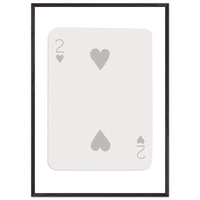 Minimalist Two of Hearts Poker Card Print - Mounted Framed Eco-Friendly Art for Modern Decor - Vibrantwalls