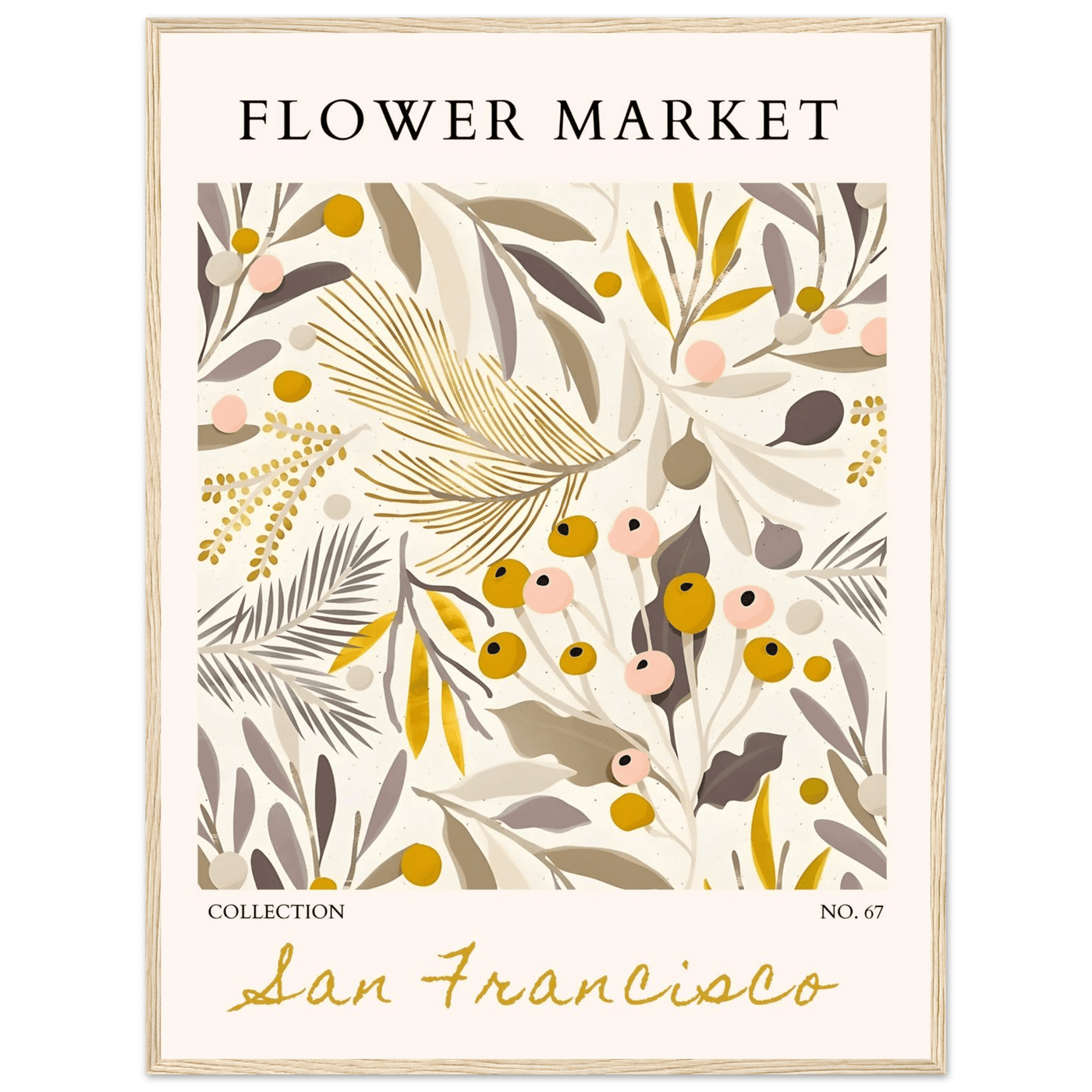 San Francisco Flower Market Collection Framed Poster – Botanical Golden Hues & Abstract Art Prints | Ready-to-Hang - Vibrantwalls