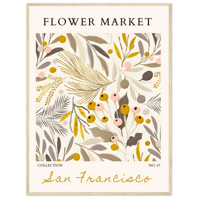 San Francisco Flower Market Collection Framed Poster – Botanical Golden Hues & Abstract Art Prints | Ready-to-Hang - Vibrantwalls