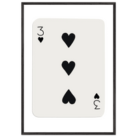 Three of Hearts Poker Card Print - Eco-Friendly Framed Poster Art, Available in Multiple Sizes & Frame Finishes - Vibrantwalls