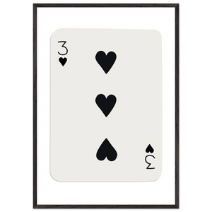 Three of Hearts Poker Card Print - Eco-Friendly Framed Poster Art, Available in Multiple Sizes & Frame Finishes - Vibrantwalls