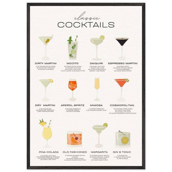 Bar Cart Guide Cocktails Wall Art - Vibrantwalls