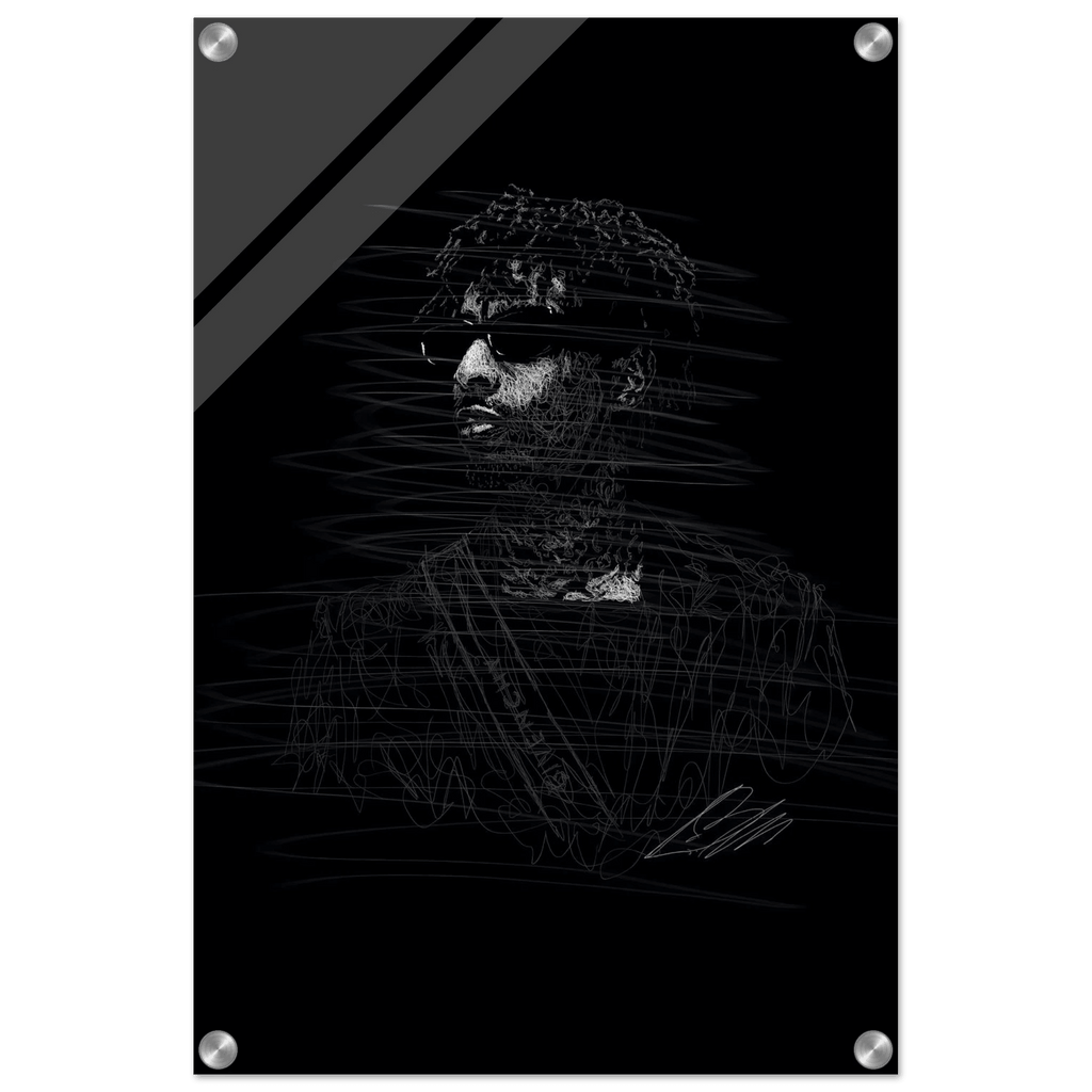 The Rapper Scribble Art Acrylic Print – Abstract, Dynamic, Modern Wall Decor in Various Sizes - Vibrantwalls