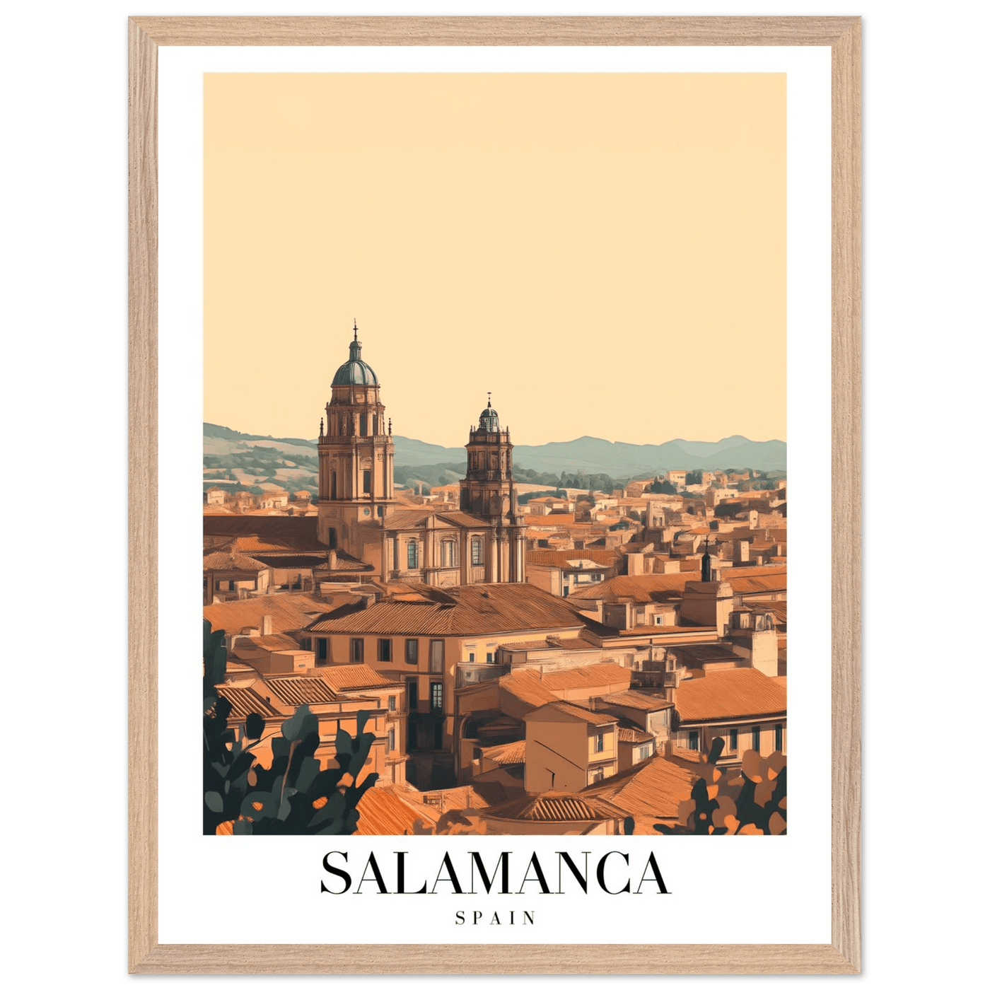 Salamanca Spain Framed Poster – Warm Hues Vintage Travel Wall Art with Wooden Frame - Vibrantwalls