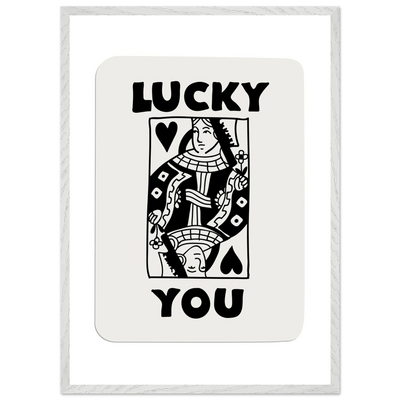 Lucky You Poker Card Queen of Hearts Art Print - Mounted Framed Poster, Eco-Friendly Wood Frame - Vibrantwalls