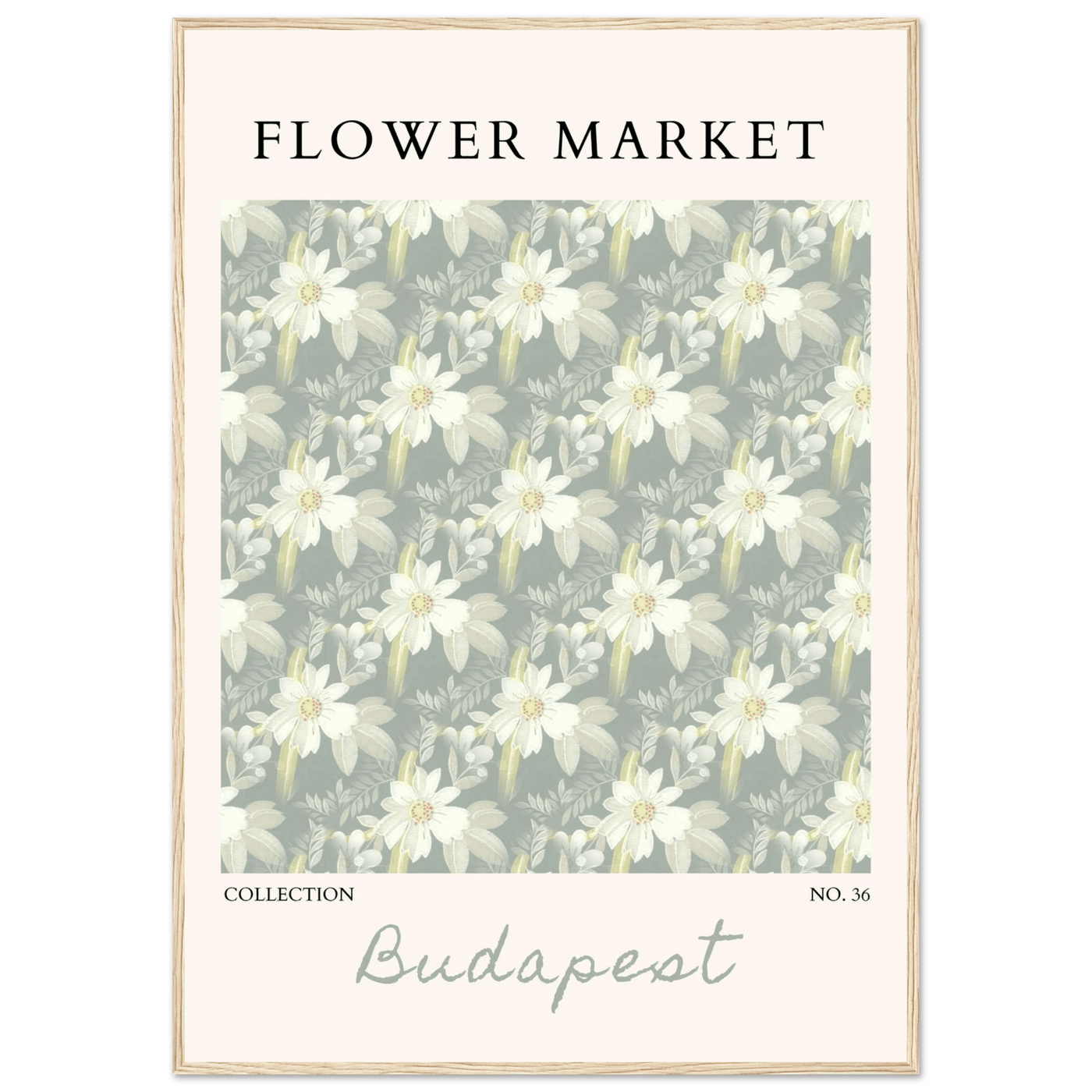 Budapest Flower Market Framed Poster – Elegant Botanical Art Print in Sage Green | Ready-to-Hang Wall Decor - Vibrantwalls