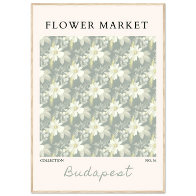 Budapest Flower Market Framed Poster – Elegant Botanical Art Print in Sage Green | Ready-to-Hang Wall Decor - Vibrantwalls